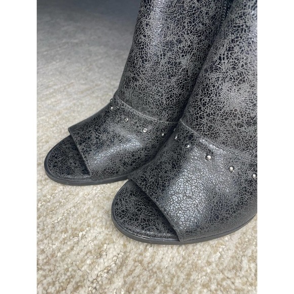 SIMPLY VERA WANG | Womens Black Side Zip Open Toe Ankle Boots, Size 6 - Picture 3 of 7